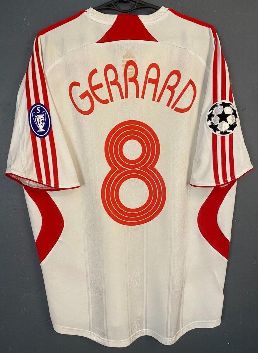 MENS LIVERPOOL 2007/2008 UEFA STEVEN GERRARD SOCCER FOOTBALL SHIRT