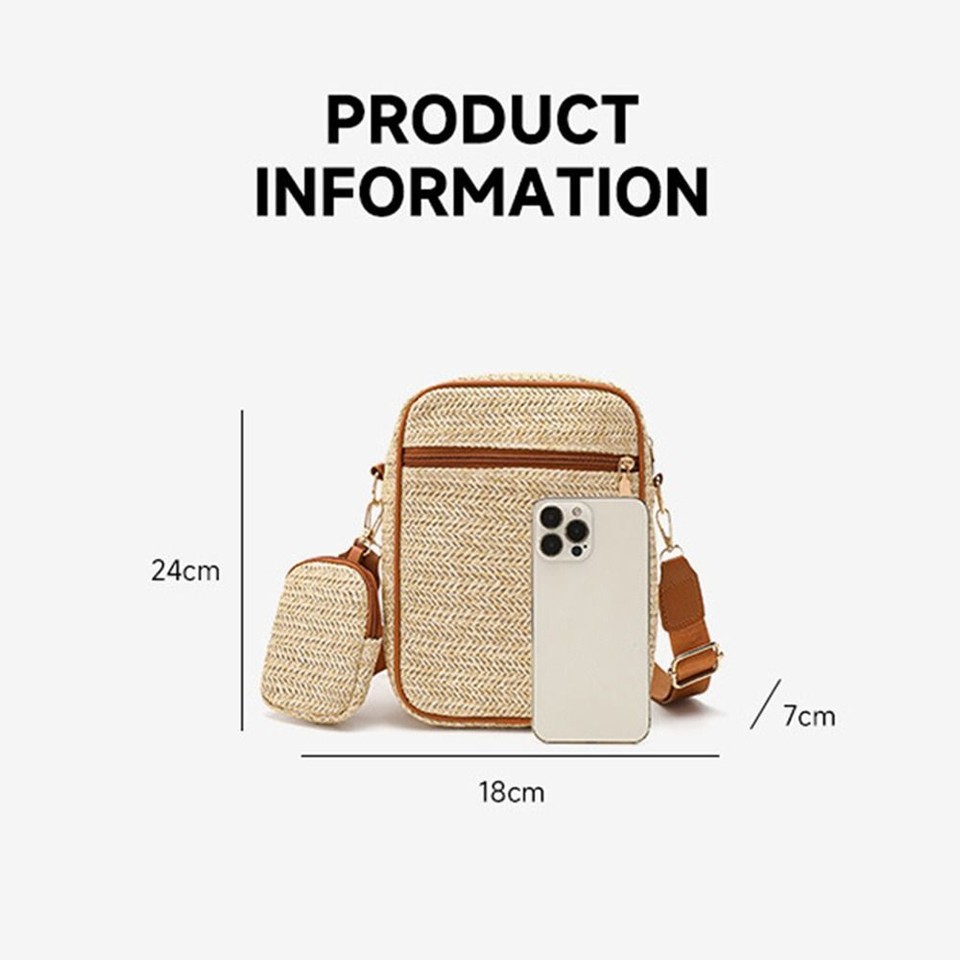 Straw Shoulder Messenger Bag Handmade Braid Small Square Bag Beach eBay