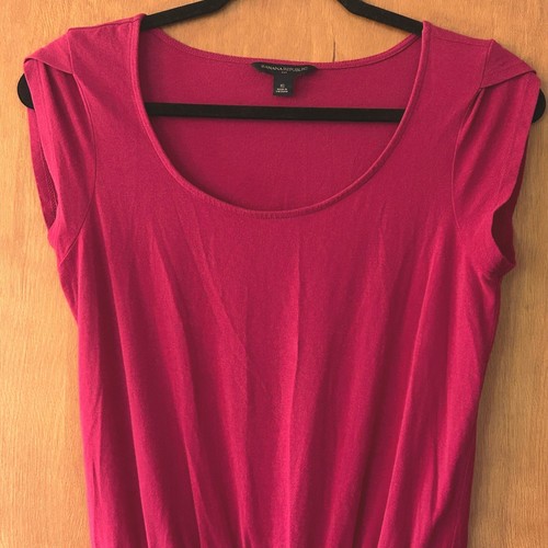 Banana Republic Pink Dress Faux Wrap Tulip Hem Sleeveless Casual Comfy Womens XS - Picture 2 of 7