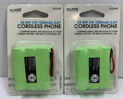 2-pack Digital Energy Cordless Phone Battery 3.6V 1200 mAh 318 2302680 12A15