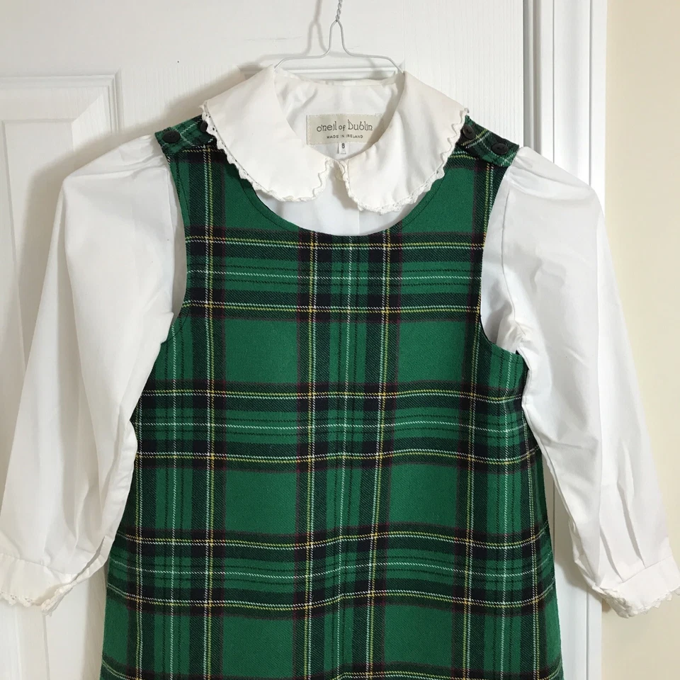 Conjunto Blusa Vestido Jersey O'Neil of Dublin Verde Tartán Cuadros Niña Talla 8 Irlanda Foto 3 de 4
