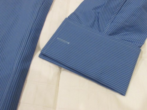 Ike Behar NY Men's Blue Pinstripe Long Sleeve French Cuff Shirt Sz 16.5 33/34 - Picture 4 of 8