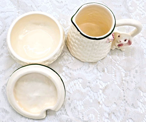 VINTAGE 1985 AVON Gift Collection White Easter Bunny Lidded Sugar & Creamer Set - Picture 2 of 18