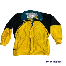 Vintage Columbia Light Ski Jacket Size Large Black Green & Yellow SeeDescription