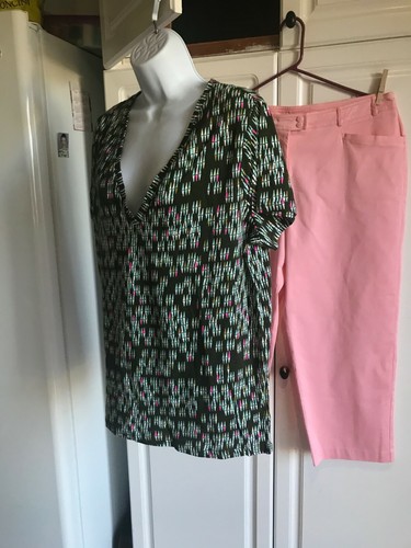 Pantalones capri Nygard de segunda mano para mujer talla 14 y camisa Merona talla XXL multicolor - Imagen 4 de 9