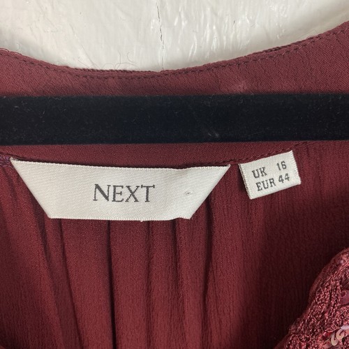 Vintage 90s Next Burgundy Short Sleeved Sequinned Fairycore Top UK Size 16 - Picture 4 of 9