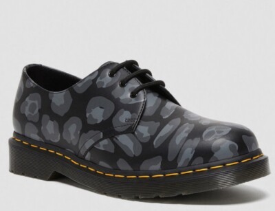 DR. MARTENS DOC 1461 DISTORTED LEOPARD PRINT OXFORD SHOES 
