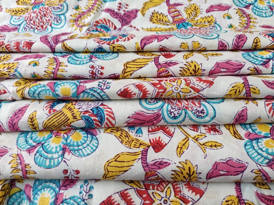 Indian Fabric Cotton Fabric By Yard Hand Block fabric Dressmaking Mutli Floral - Image 2 of 4
