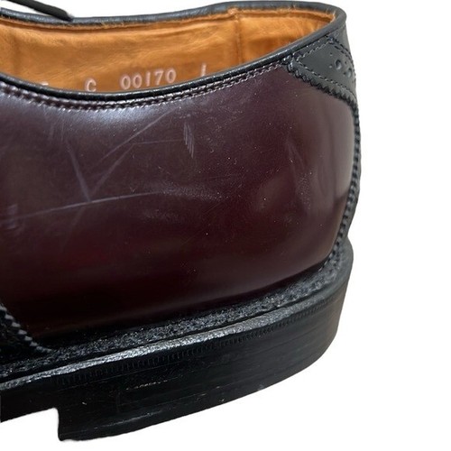 Chaussures habillées Allen Edmonds taille 15 C bordeaux noir selle Oxford Shelton lacets - Photo 11 sur 12