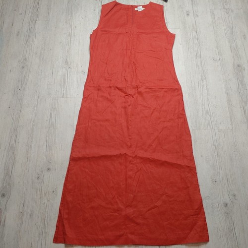 Couleurs D'ete Boho Maxi Dress Zip Back Drape Vintage Linen Rust Red Size 40 - Picture 1 of 11