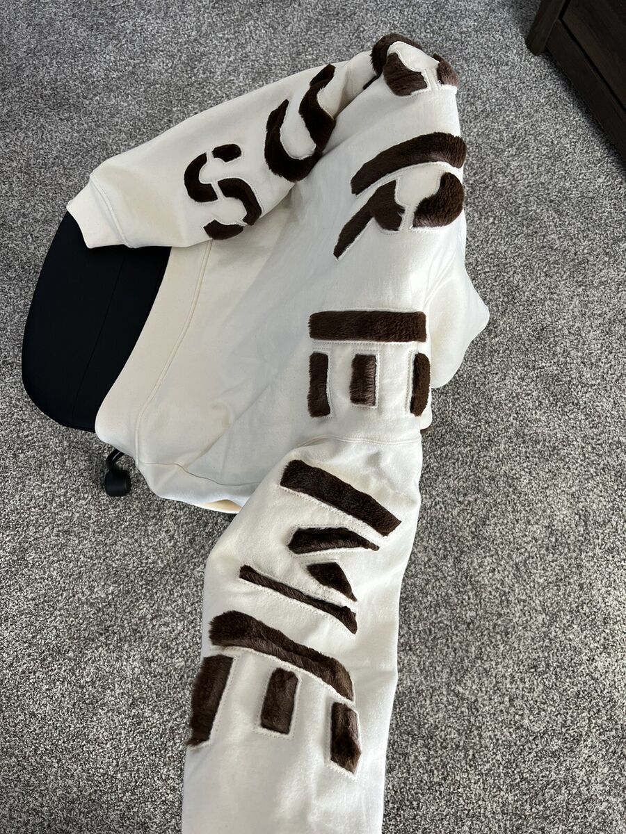NEW Supreme Faux Fur Lined Zip Up Hoodie Sweatshirt Natural NEW Supreme Faux Fur Lined Zip Up Hoodie Sweatshirt Natural