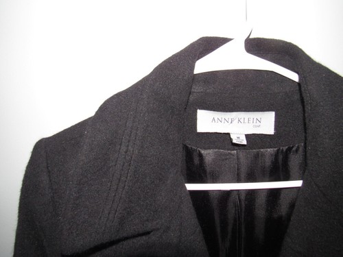 ANNE KLEIN Womens Sz Medium Solid Black coat Wool Angora Looks Unworn - 第 1/5 張圖片