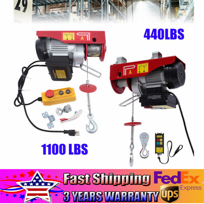 Electric Hoist Winch 440/1100lbs Engine Crane Overhead Wireless Remote Control