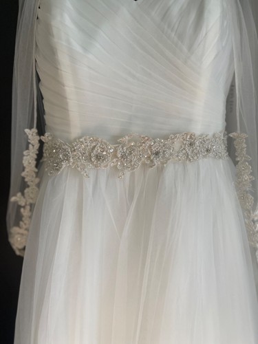 David's Bridal 16W Ivory Strapless Sweetheart Tulle Wedding Dress STYLE# WG3802 - Picture 7 of 24