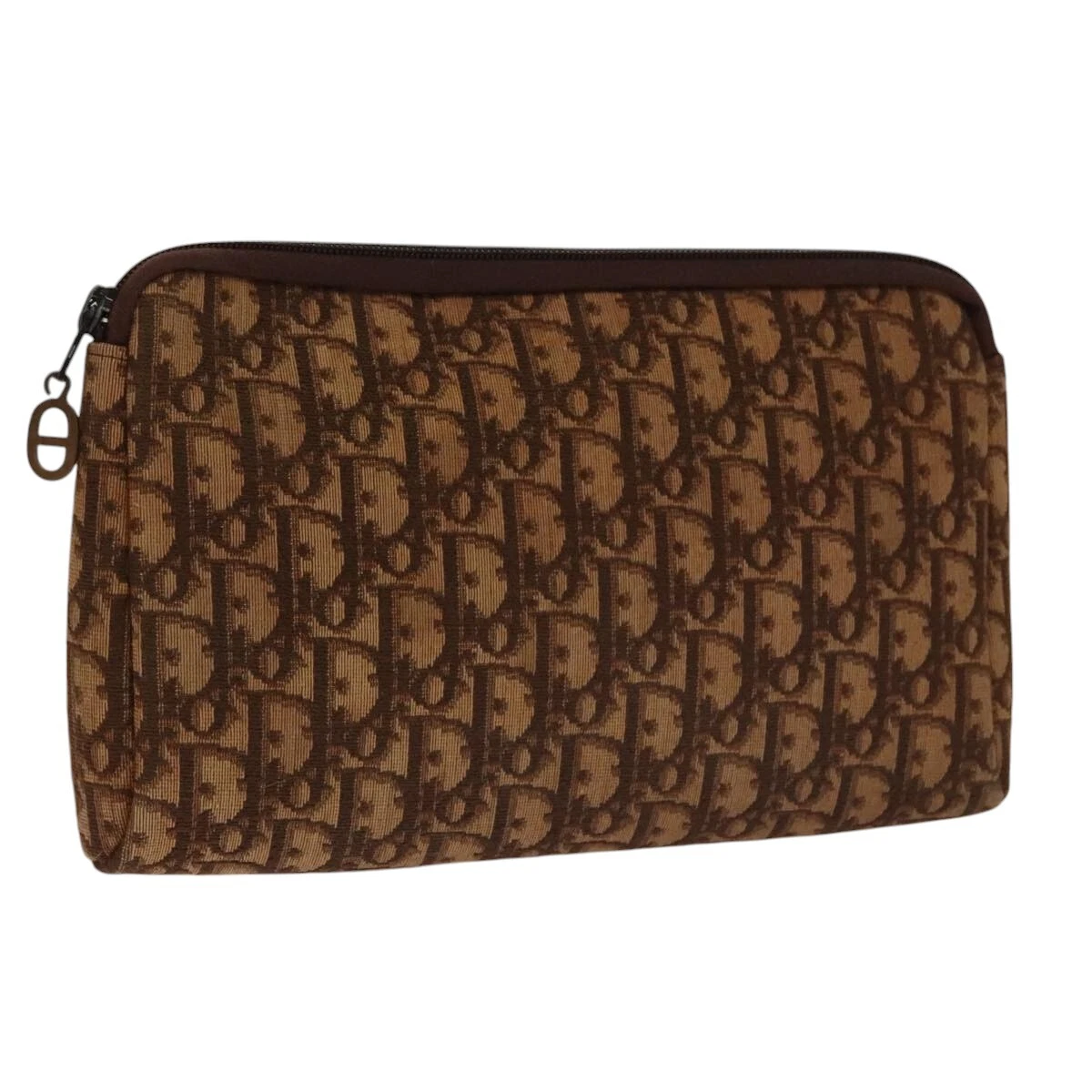 Sac pochette toile Christian Dior trotteur marron authentique 103695