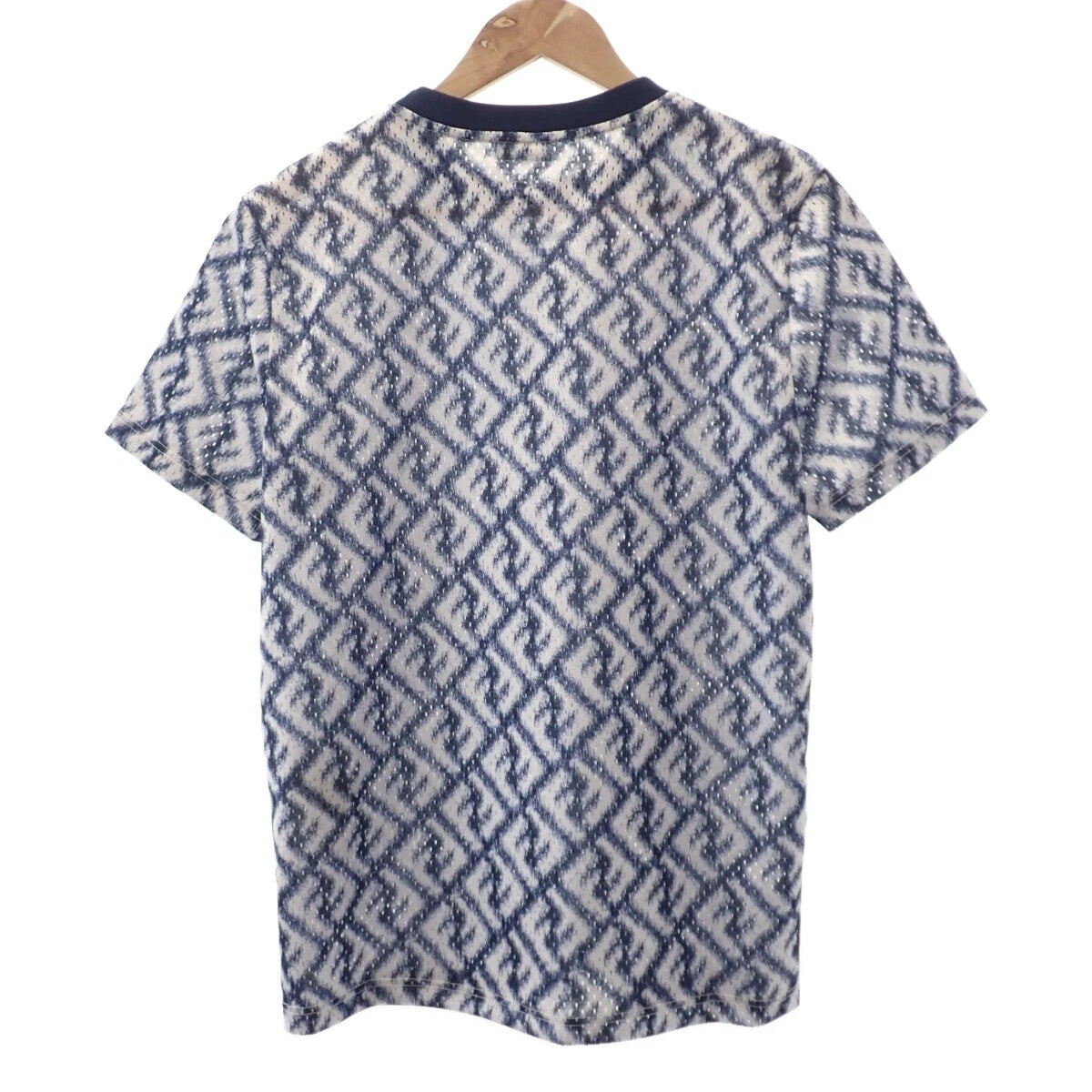 FENDI Technical Mesh T shirt Short Sleeve Polyester Blue