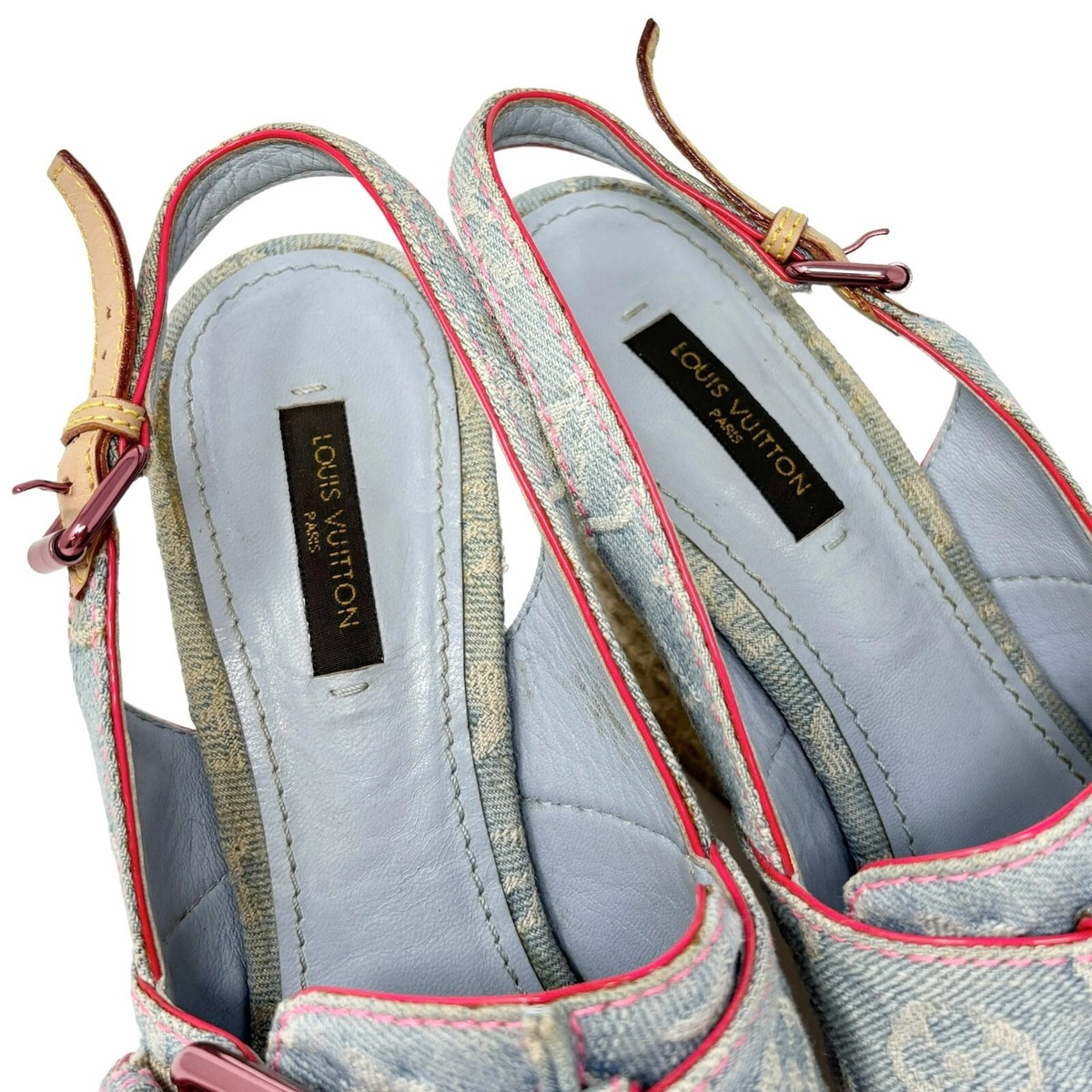 靴 Vintage Louis Vuitton Denime Sandals 37 LOUIS VUITTON Vintage LV Monogram Denim Sandals #37 US 6.5
