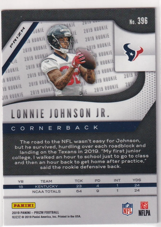 2019 PRIZMS RED ICE RC LONNIE JOHNSON JR. HOUSTON TEXANS PRIZM ROOKIE JC-4371 - Image 2 of 2