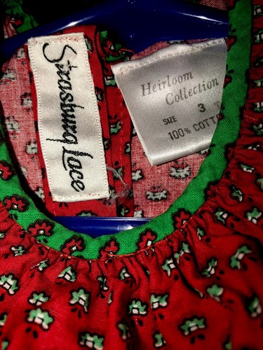 Strasburg Lace Heirloom Collection Red Green dress Flower Christmas Prairie Puff - Picture 5 of 11