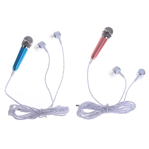 3.5mm Stereo Studio Mic KTV Karaoke Mini Microphone With Earphones/Stand Mou_kz