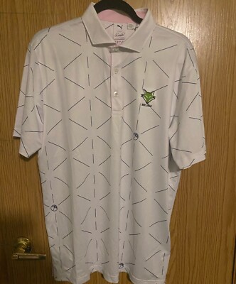 Puma Arnold Palmer EST 1968 Cloudspun Geo Polo White Glow / Pink Umbrella Size L