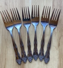 Stanley Roberts / Rogers DREAM ROSE Stainless 6 SALAD FORKS