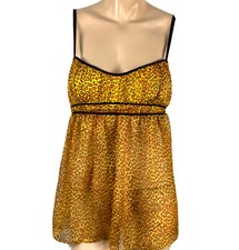 Victoria  s Secret Leopard Print Camisole Babydoll Slip Nightie Cami Size S Small