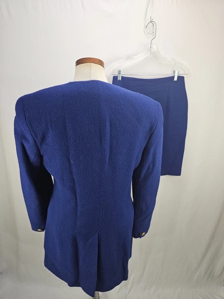 Jones New York 女式蓝色羊毛混纺裙套装 8 — 第 4/4 张图片