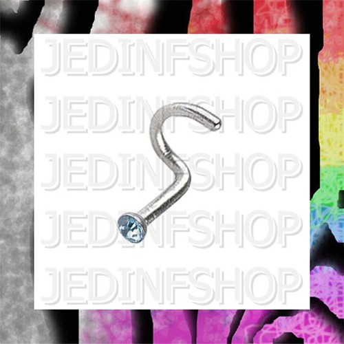 Nose Stud Screw Curved | 1.0mm (18g) - 8mm | Single 1.5mm Gem - 18 Colours - Picture 13 of 19