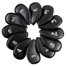 12pcs Leather Golf Iron Head Covers Thick Synthetic Golf Club Headcover Set