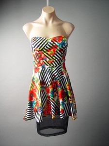 Painterly-Floral-Black-Stripe-Peplum-Mesh-Pencil-Skirt-127-mv-Dress-2XS-XS-S
