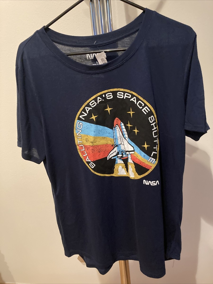 NEW NASA Adult Large Retro Rainbow & Stars Saluting NASA's Space