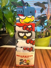 Hello Kitty & Friends 6 Pair Mens Crew Socks 8-12 Sanrio Bioworld Recycled Yarn
