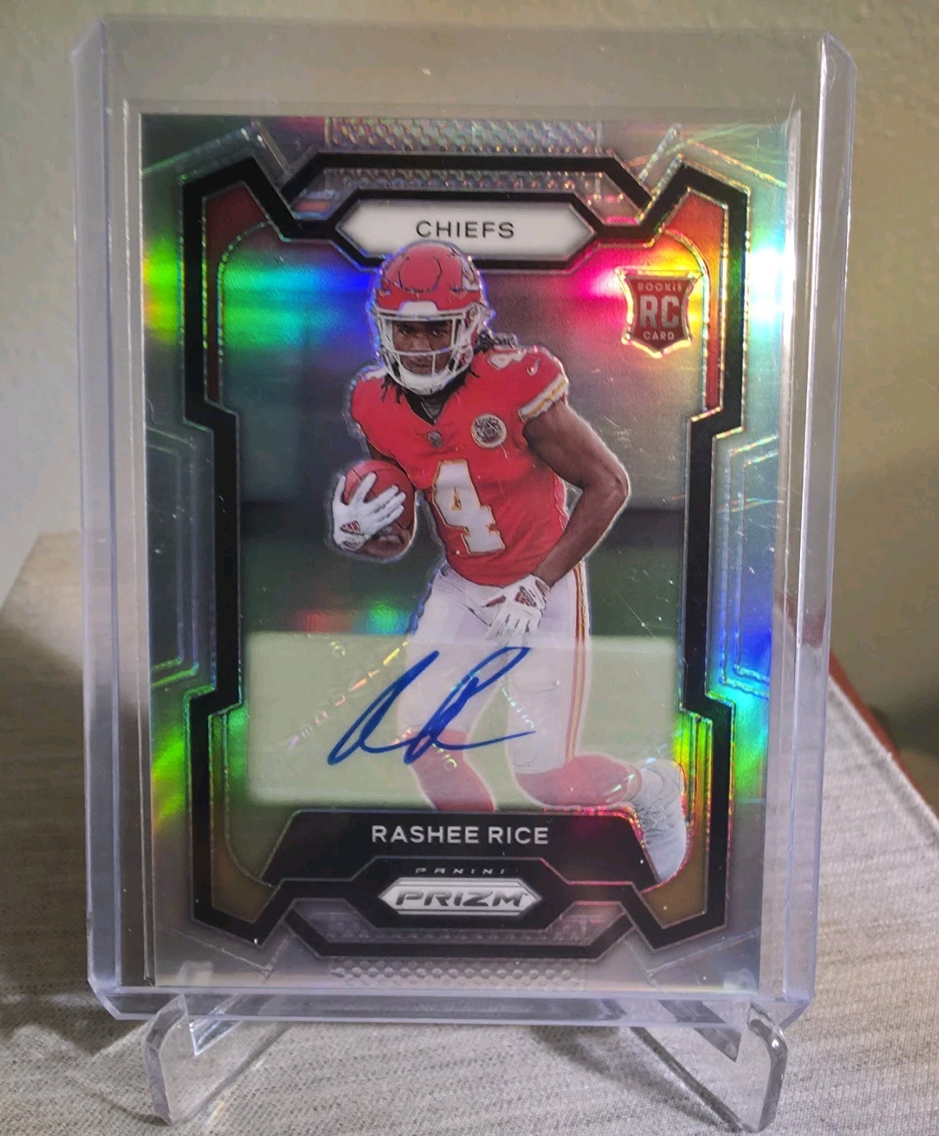 2023 Panini Prizm #350 Rashee Rice (RC) Silver Prizm Auto Rookie Chiefs