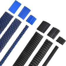 96Ft Wire Loom Braided Cable Sleeve Covers Cord Management with 127 Pcs Tube Hea