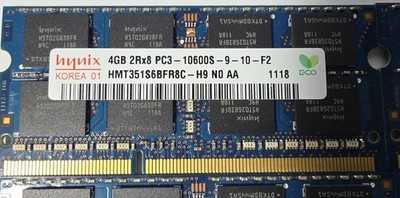 16Gb  4pcs  Hynix 4G 4GB 2RX8 DDR3 1333MHz 1333 PC3-10600S  Laptop Memory RAM