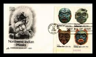 Dr Jim Stamps 15c Northwest Indian Masks Setenant Plate Block ArtCraft FDC