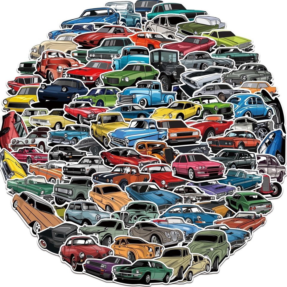 100pcs Classic Car Stickers Cartoon Vinyl Waterproof for Multi | eBay