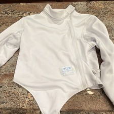 Size 36 Blue Gauntlet Fencing White Cotton Fencing Jacket High Collar Zip men