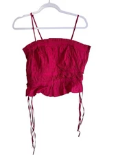 Free People Gabby Tube Top Punch Size Large NWT Ruffled Preppy Boho Beach