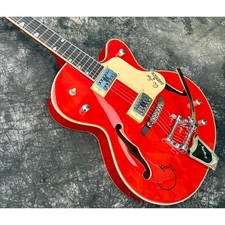 20 Frets Semi-Hollow Body Orange Red Electric Guitar Chrome Hardware Tremolo
