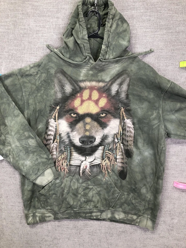 Sudadera con Capucha The Mountain Wolf 2XL Tie Dye Plumas Nativas Espíritu Animal Pullover Foto 2 de 4