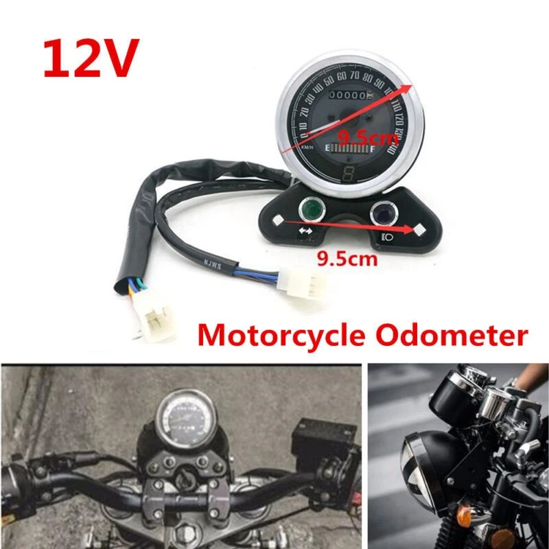 12V 9.5cm Black Motorcycle Odometer Speedometer Gear digital display For Honda - Image 3 of 4