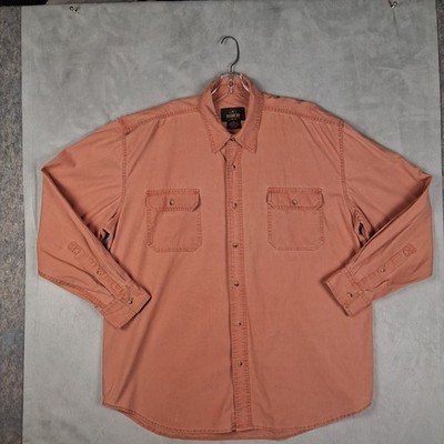 Redhead Shirt Mens XL Peach Cotton Canvas Long Sleeve Outdoor Casual Work Wear