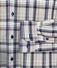 Roundtree Yorke Shirt Big & Tall Long Sleeve Mens 3XT Plaid Pocket 100% Cotton