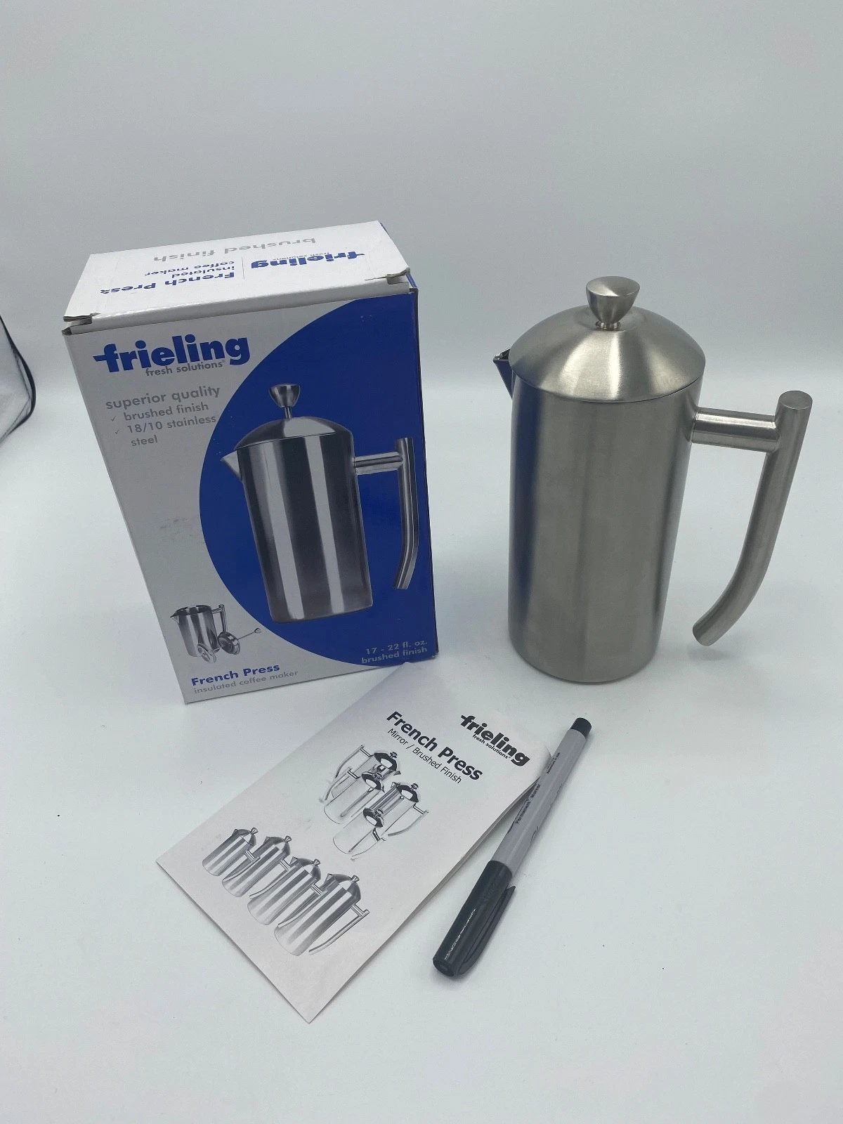 NIB-Frieling 22 oz Double Walled French Press, Brushed Stainless Steel