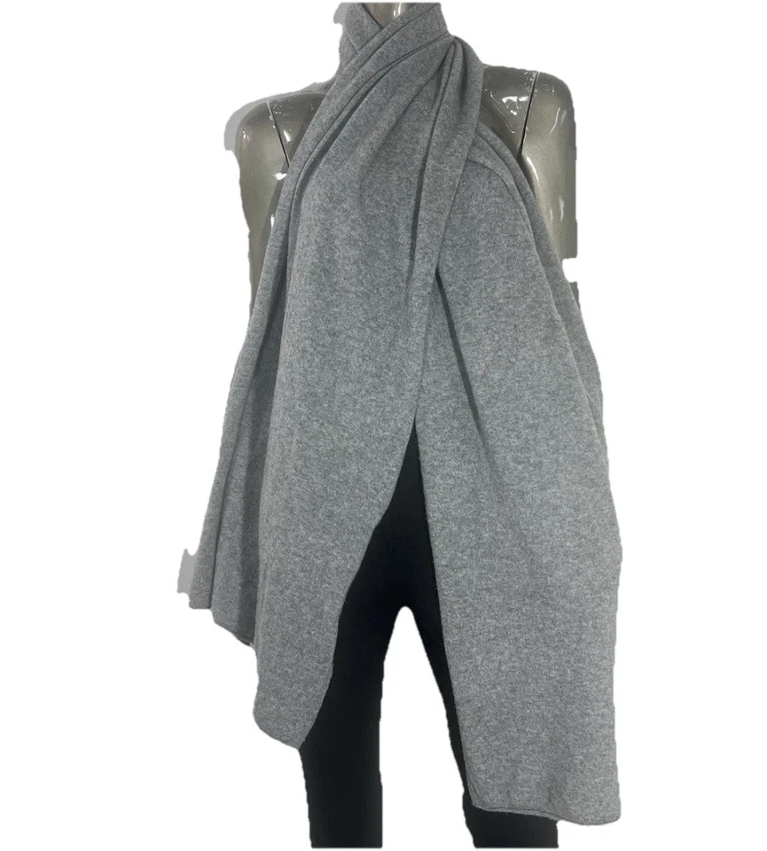 Bufanda extra larga gris mezcla cachemir 83 X20 pieza cápsula de lujo sin marca Foto 4 de 4