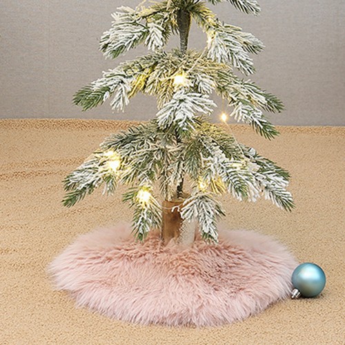 Christmas Tree Skirt Plush Floor Faux Fur Mat Home Xmas Snowflake Cover Ornament - Picture 4 of 14