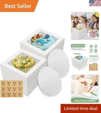 Sturdy 12x12x8 Cake Boxes - Disposable White Bakery Containers for Celebrations