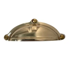 Classic Smooth Cup Bin Pull in Cast Thick Brass